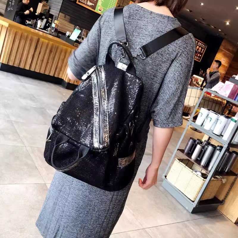 Luxury Bags With Zipper - Tas punggung payet nilon wanita baru