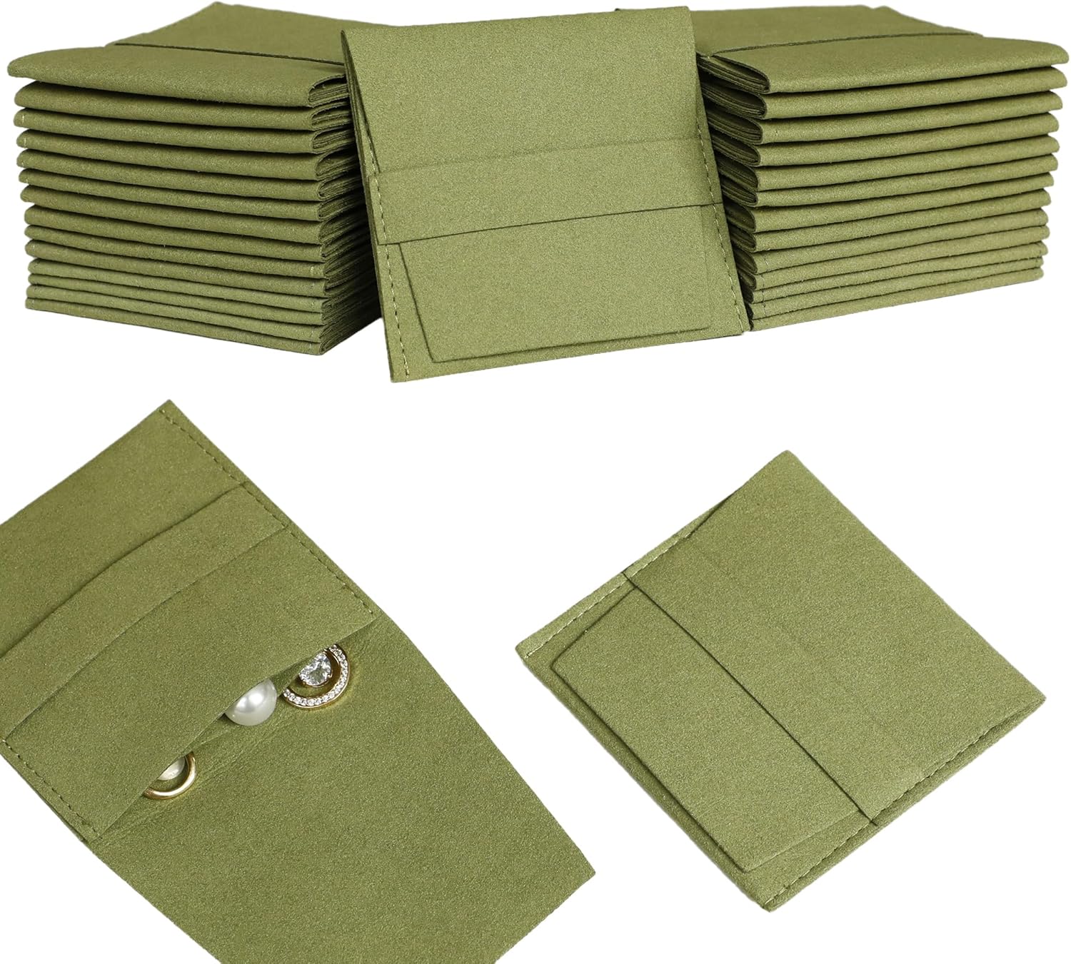 Luxury Bags Green - 40 Buah Kantong Perhiasan Serat Mikro