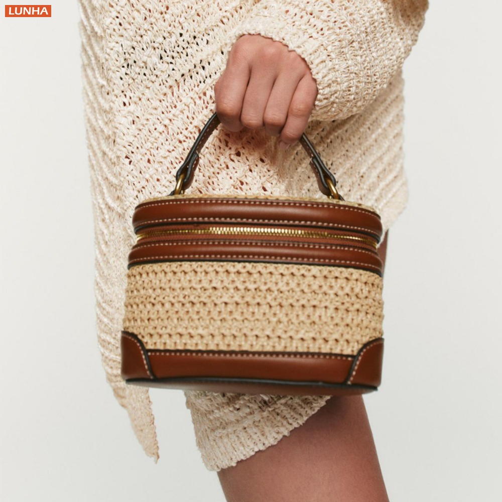 Luxury Bags For Summer - Tas Selempang Mini Wanita Anyaman Kotak,