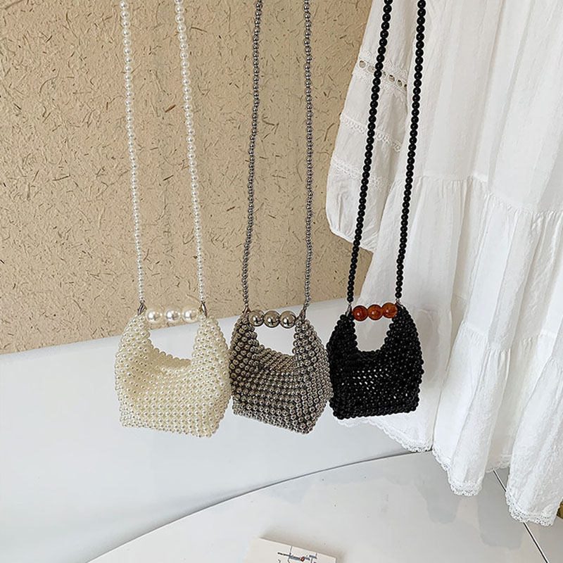 Luxury Bags For Summer - Tas Selempang Mini Anyaman Berhias Manik-Manik