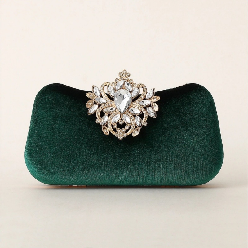 Tas Clutch Beludru Hijau Tua T - Luxury Bags Green ulasan dan harga