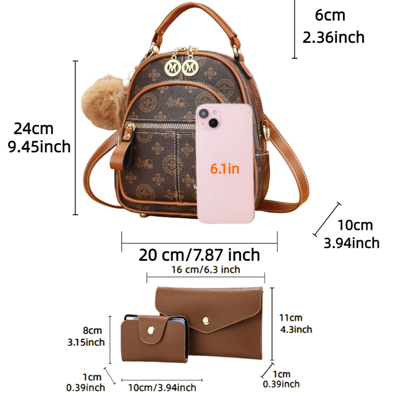 Set tas wanita 3-in-1, ransel  - Luxury Bags With Zipper ulasan dan harga