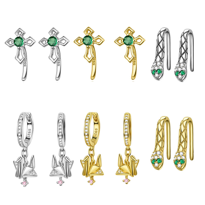 Anting Ular Cz Hijau Berlapis  - Luxury Bags Cz ulasan dan harga