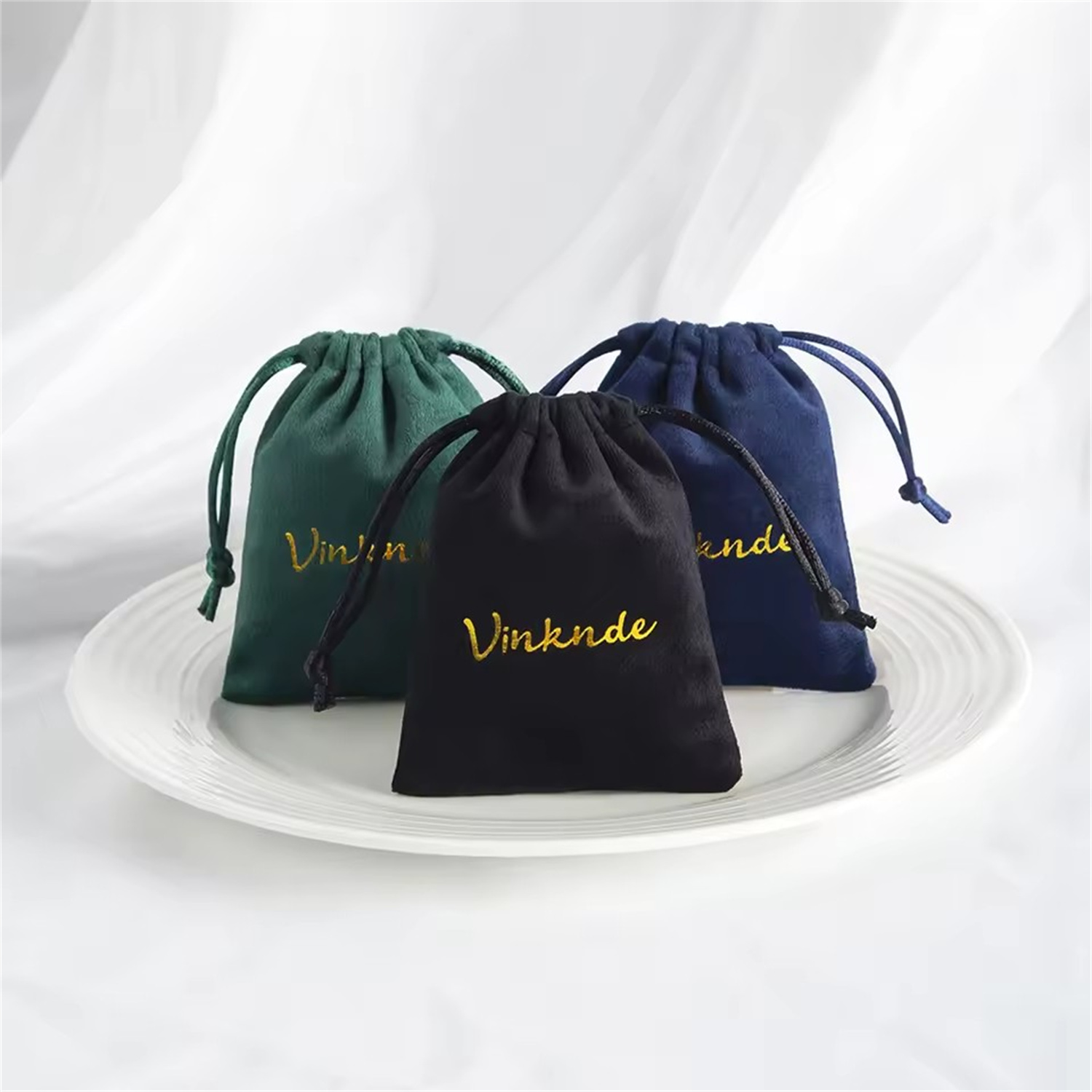 100pcs Kantong Kemasan Beludru - Luxury Bags Green ulasan dan harga